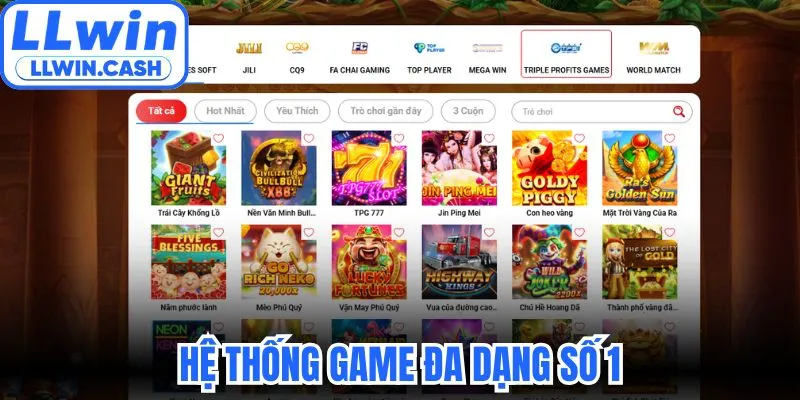 Nổ hũ LLWIN 3 Hệ thống game đa dạng số 1
